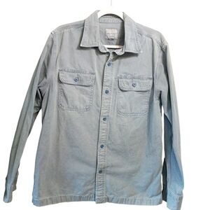 American Eagle Outfitters Light Gray/Blue Shirt Jacket Size Medium Cotton Chore